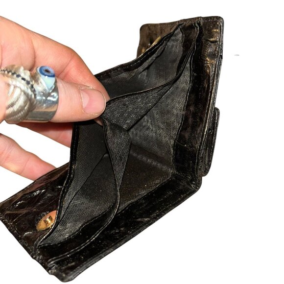 Vintage 100% eel Skin black wallet card bi fold coin holder - Picture 2 of 5